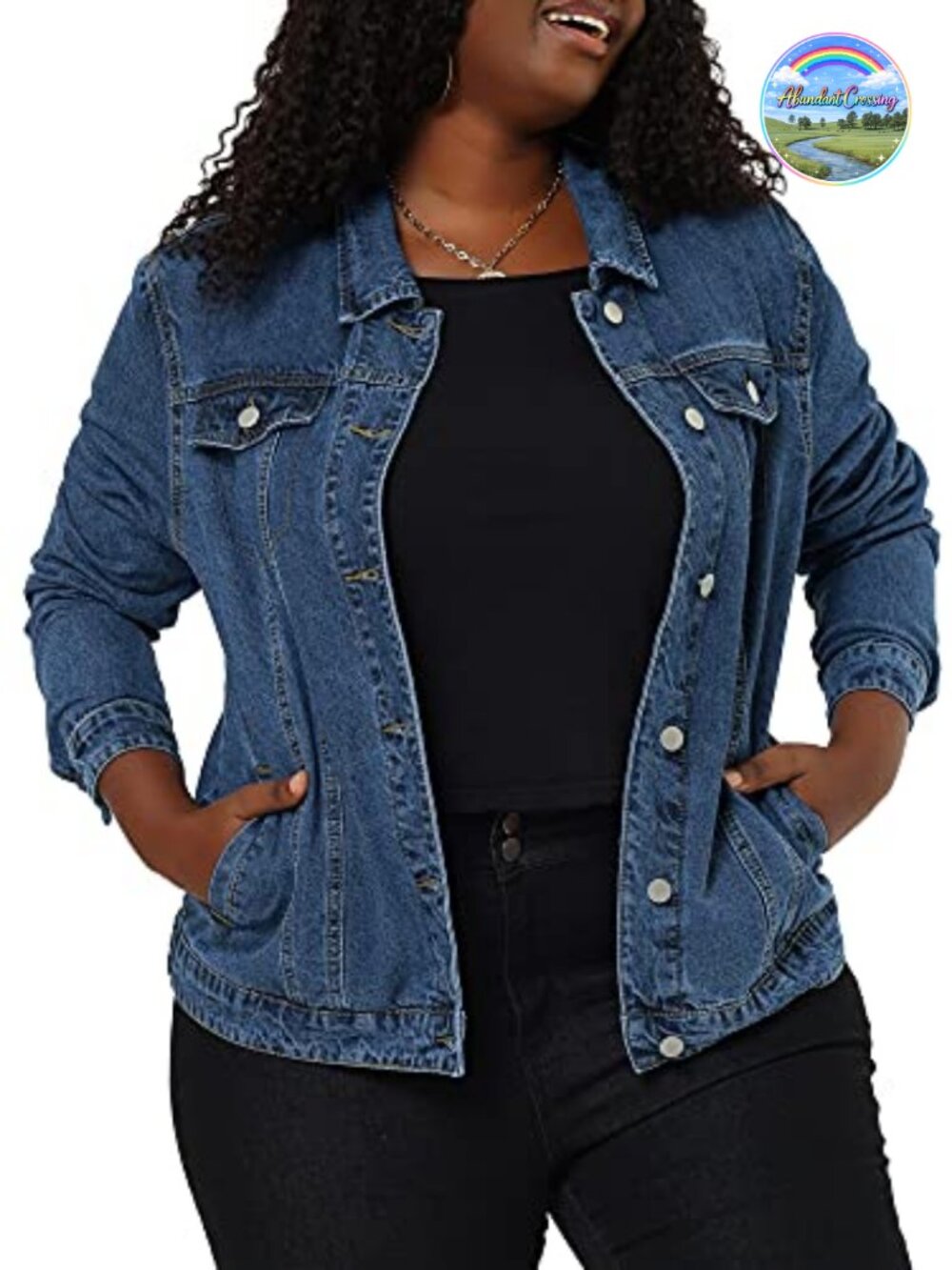 Plus Size Washed Denim Jacket Made in USA